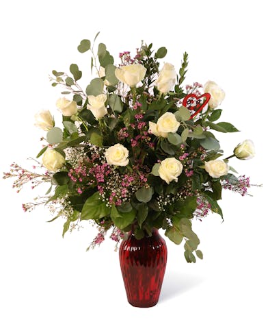 happy valentines day white roses