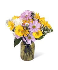 Tall Clear Mason Jar with Deluxe Flowers