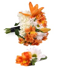 Orange and White Hand Tied Bouquet
