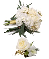 White and Gold Accent Hand Tied Bouquet